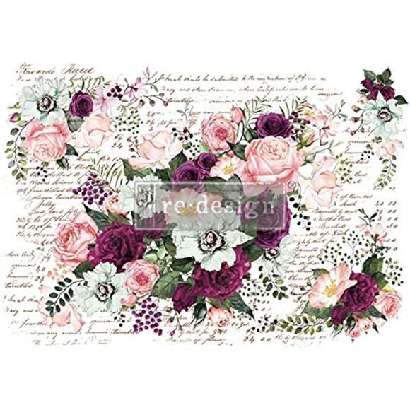 Re Design by Prima Transfer Sticker Violet Hill 47x33" Red Purple White Floral - Picture 2 of 2